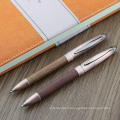 High quality printed logo metal leather ball pens metal for business gift